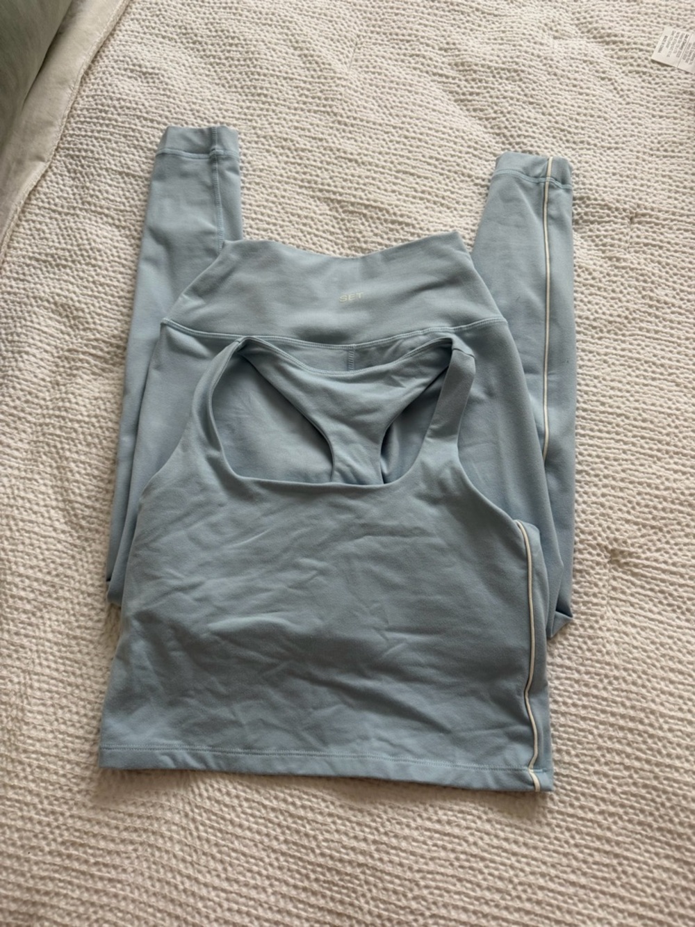 Seamless Light Blue Racerback Crop Tank and leggings - Women